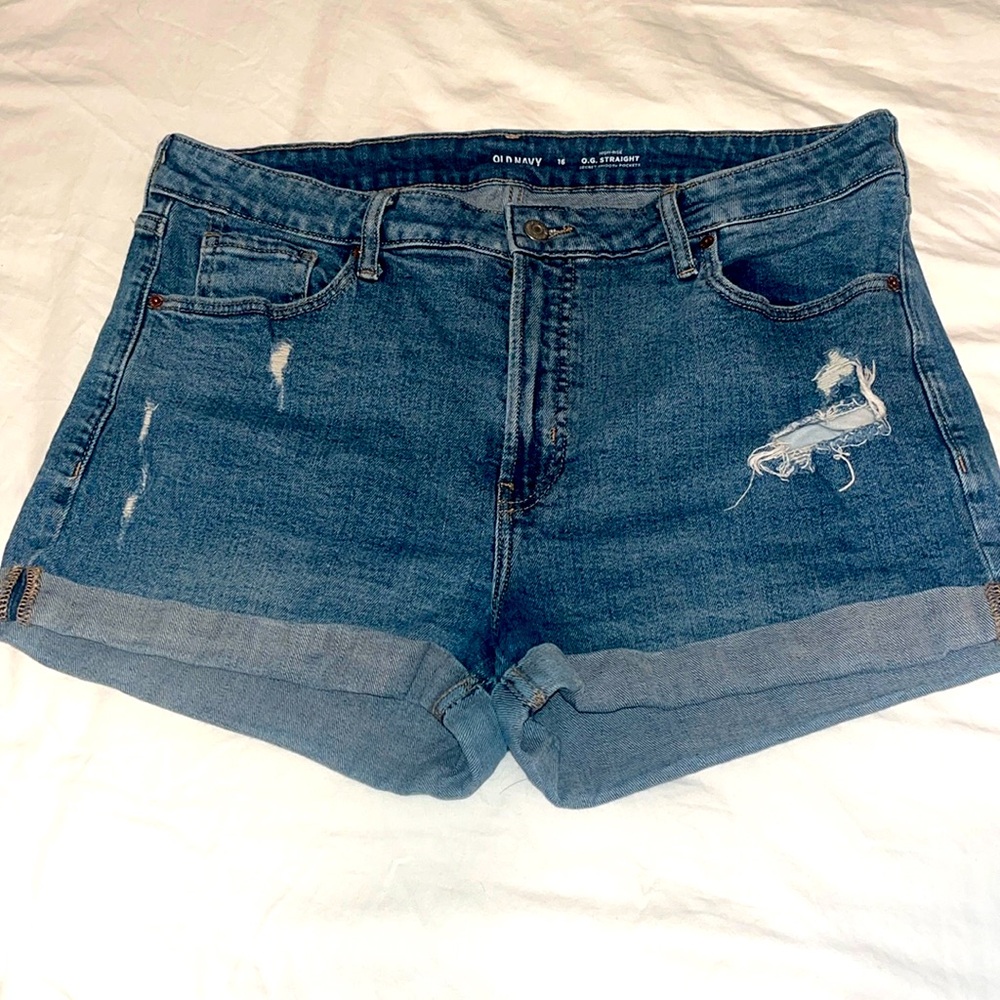 Old Navy OG Straight Distressed Denim Shorts Sz 16